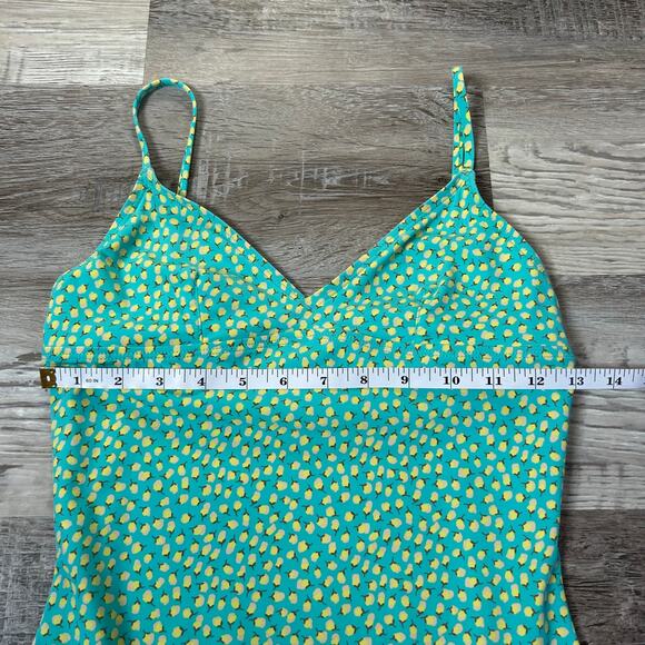 J.Crew One Piece Swimsuit Turquoise Yellow Lemon Print Retro Size 4 - Picture 7 of 8